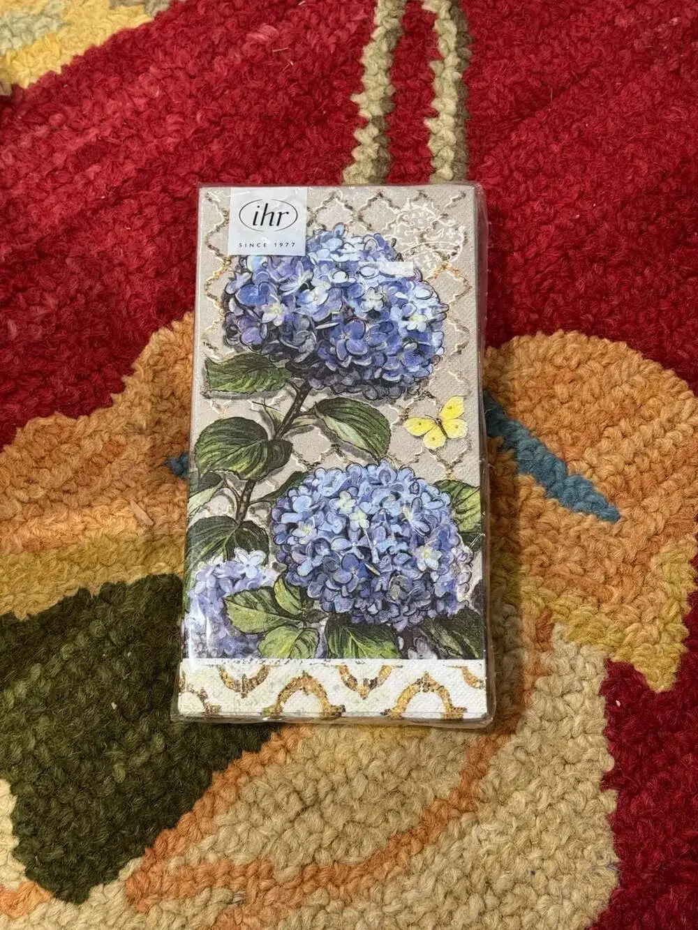 IHR Ideal Home Range Blue Heirloom Flowers Paper Guest Towels Buffet Napkins